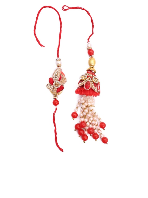 

NAMASYA Red Bhaiya Babhi Rakhi Set