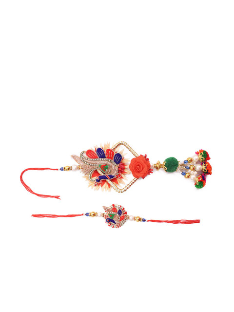 

NAMASYA Multicolored Bhaiya Babhi Rakhi Set, Multi