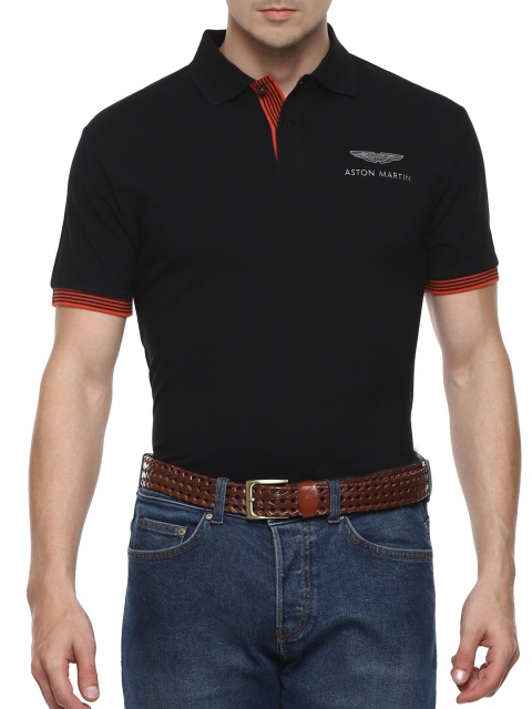 

HACKETT LONDON Men Black Polo Collar T-shirt