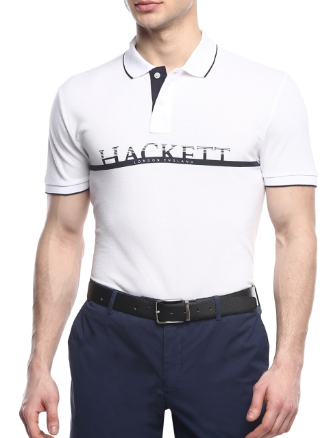 

HACKETT LONDON Men White Printed Polo Collar T-shirt