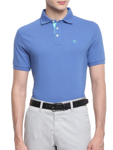 

HACKETT LONDON Men Blue Polo Collar Cotton T-shirt