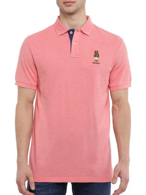 

HACKETT LONDON Men Peach-Coloured Polo Collar Solid T-shirt