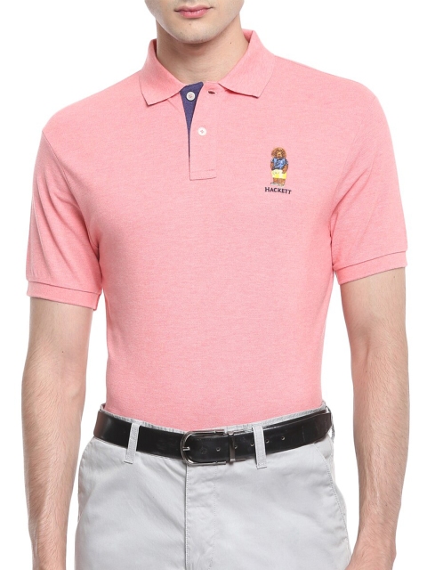 

HACKETT LONDON Men Peach-Coloured Polo Collar Applique T-shirt