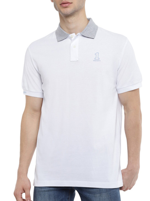 

HACKETT LONDON Men White Polo Collar T-shirt