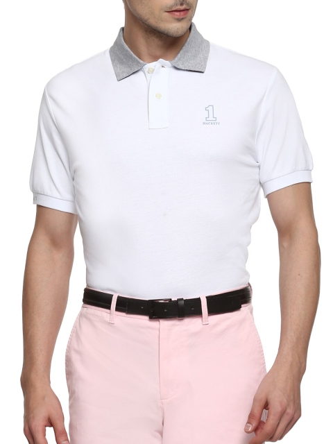 

HACKETT LONDON Men White Polo Collar T-shirt