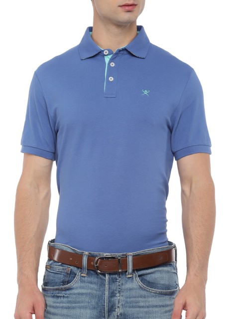 

HACKETT LONDON Men Blue Brand Logo Printed Polo Collar T-shirt