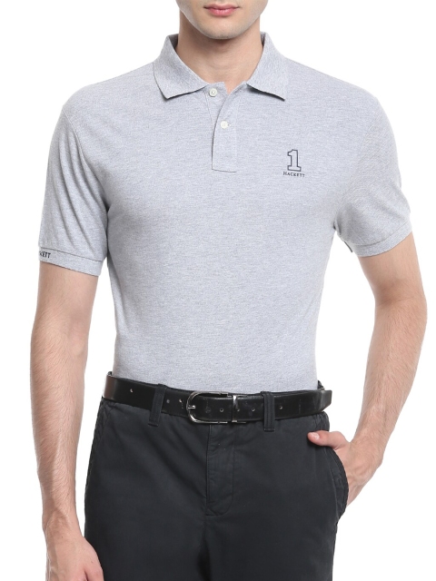 

HACKETT LONDON Men Grey Printed Polo Collar T-shirt
