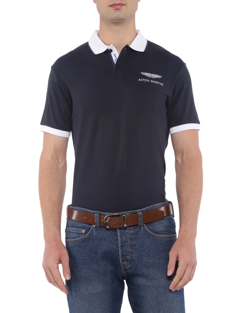 

HACKETT LONDON Men Navy Blue Polo Collar T-shirt