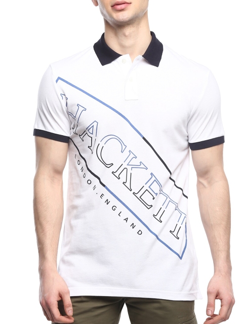 

HACKETT LONDON Men White Printed Polo Collar T-shirt