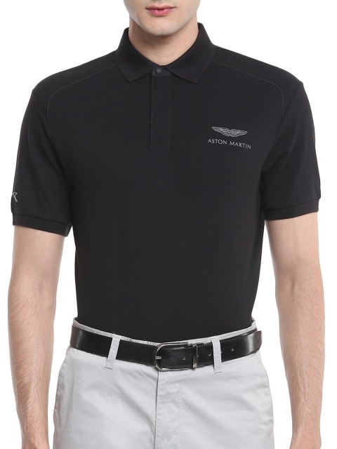 

HACKETT LONDON Men Black Typography Printed Polo Collar T-shirt