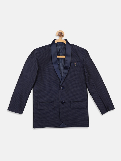 

Blue Giraffe Boys Navy Blue Solid Shirt with Trousers and Blazzer