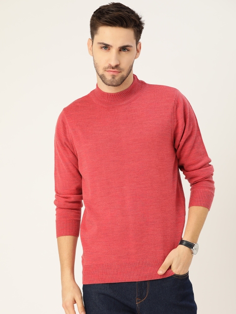 

Monte Carlo Men Coral Red Solid Pullover Sweater