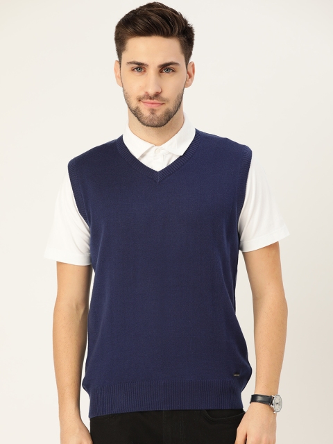 

Monte Carlo Men Blue Solid Sweater Vest
