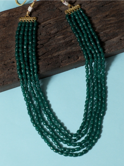 

KARATCART Men Green & Gold-Toned Beads Maharaja Moti Mala