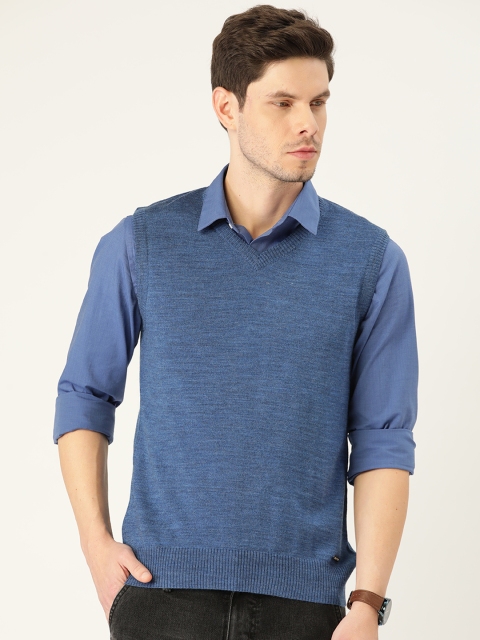 

Monte Carlo Men Blue Solid Sweater Vest