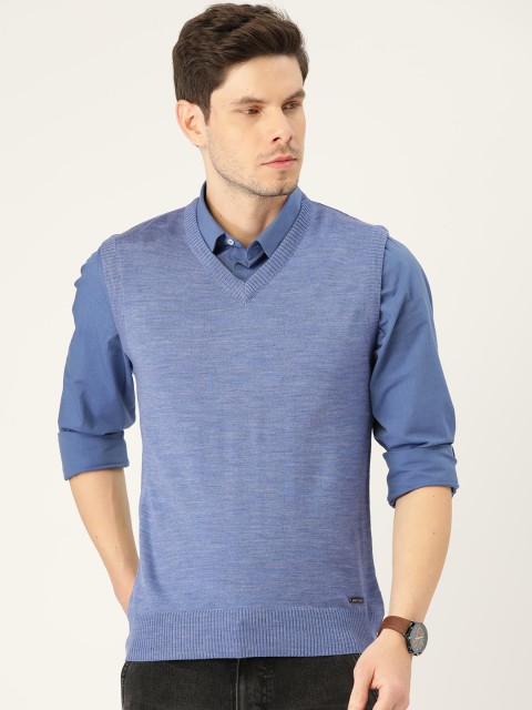 

Monte Carlo Men Blue Solid Sweater Vest