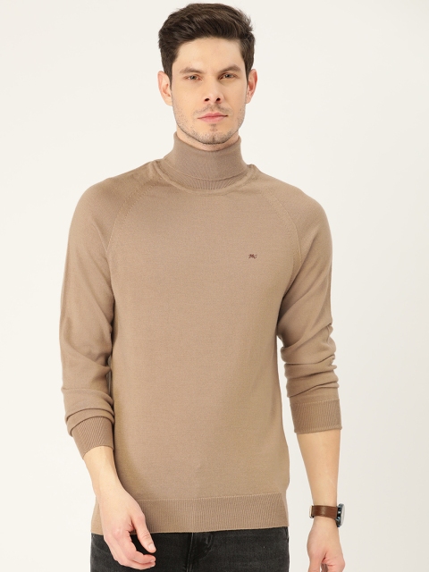 

Monte Carlo Men Beige Woollen Solid Turtle Neck Pullover, Tan