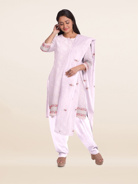 

Pothys Pink & Brown Unstitched Dress Material