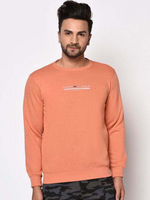 

Octave Men Orange Typography Printed Sweatshirt