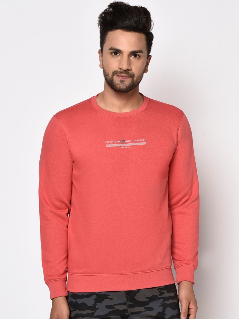 

Octave Men Coral & White Typography Printed Sweatshirt