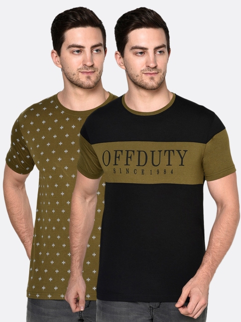 

ELEGANCE Men Multicoloured 2 Printed Applique T-shirt, Multi