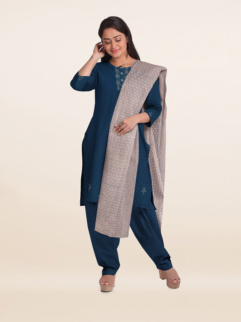 

Pothys Blue & Grey Unstitched Dress Material