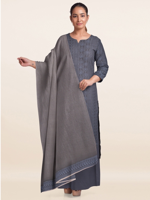 

Pothys Grey Embroidered Unstitched Dress Material