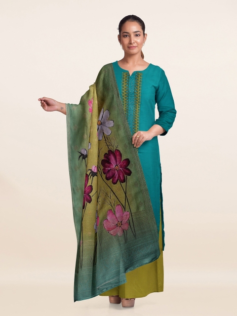 

Pothys Blue & Green Unstitched Dress Material