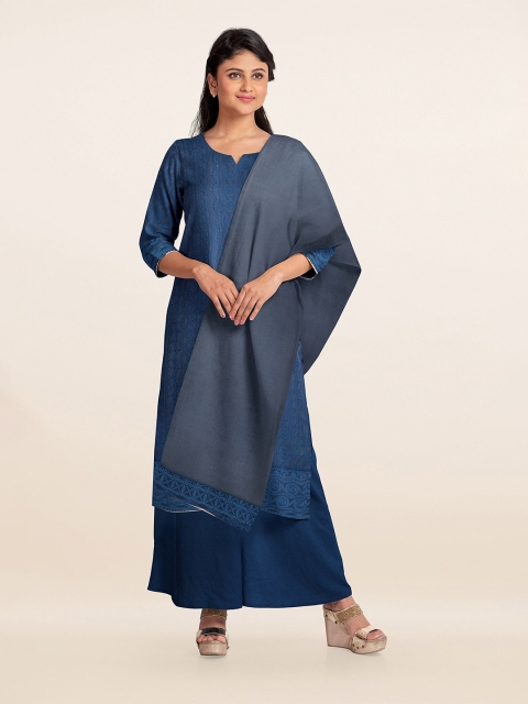 

Pothys Navy Blue & Grey Unstitched Dress Material