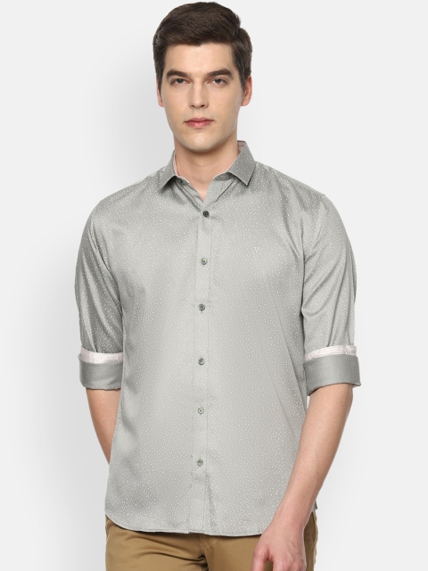 

V Dot Men Grey Slim Fit Printed Casual Shirt