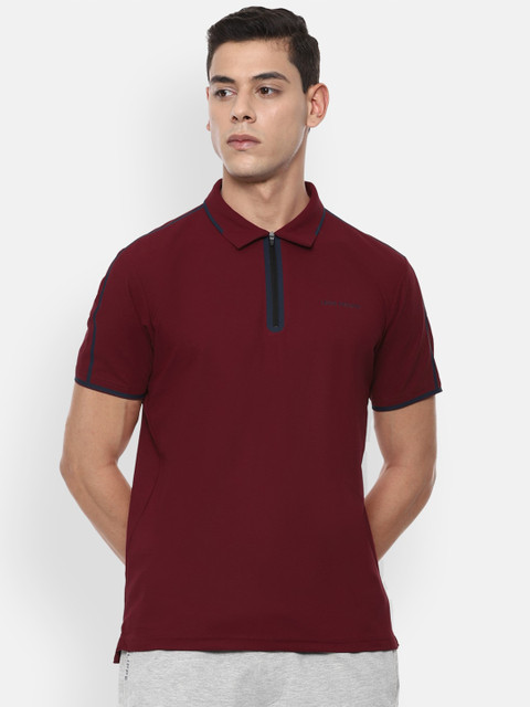 

Louis Philippe ATHPLAY Men Maroon Polo Collar T-shirt
