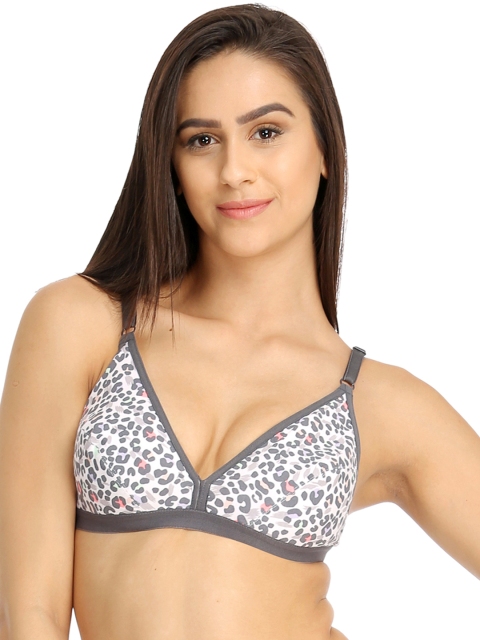 

Clovia White Printed Medium-Coverage Bra BR0631P05