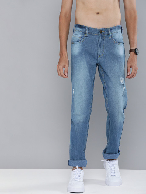

HERE&NOW Men Blue Slim Fit Low Distress Light Fade Stretchable Jeans