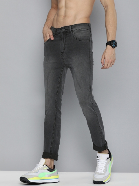 

HERE&NOW Men Charcoal Grey Skinny Fit Faded Stretchable Jeans