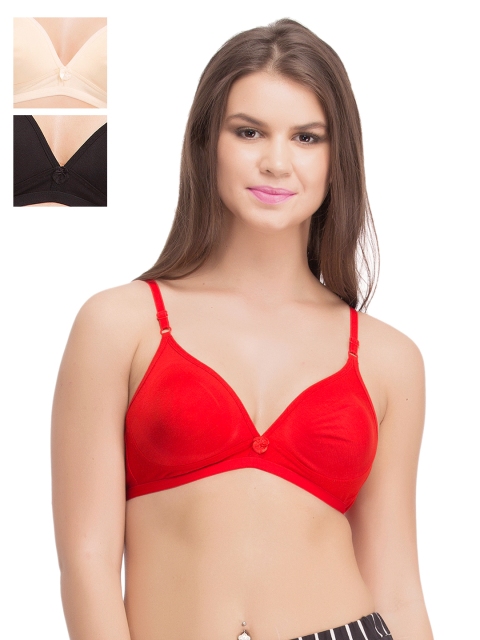 

Clovia Pack of 3 Full-Coverage Bras BRC236C3040B, Black