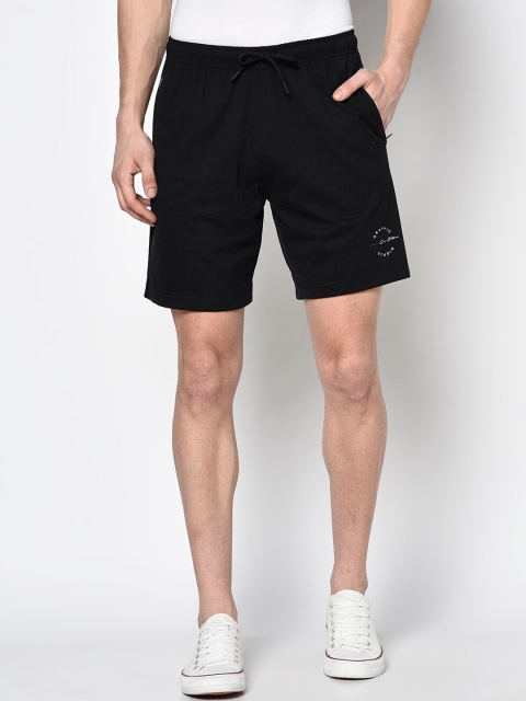 

Octave Men Black Mid-Rise Cotton Regular Shorts