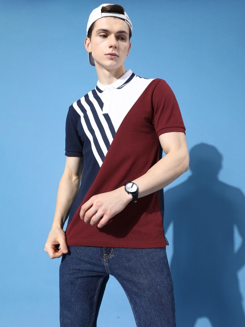 

Moda Rapido Men Navy Blue Colourblocked Playful Splicing Tshirt