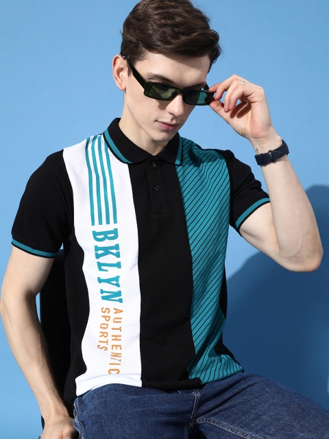 

Moda Rapido Men Black Colourblocked Playful Splicing Tshirt