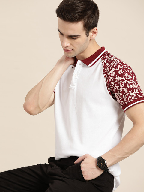 

Moda Rapido Men White Pure Cotton Polo Collar Pure Cotton T-shirt