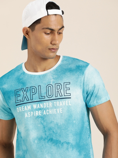 

Moda Rapido Men White Blue Typography Print Pure Cotton T-shirt