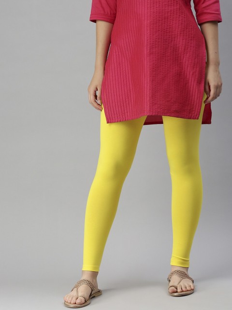 

De Moza Women Yellow Solid Ankle-Length Leggings