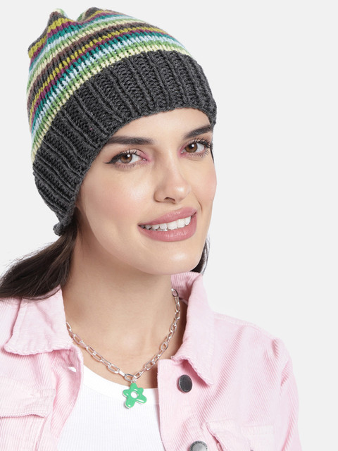

Magic Needles Unisex Multicoloured Self Design Beanie, Multi