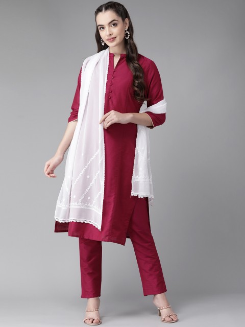 

ADA White Chikankari Hand Embroidered Sustainable Dupatta