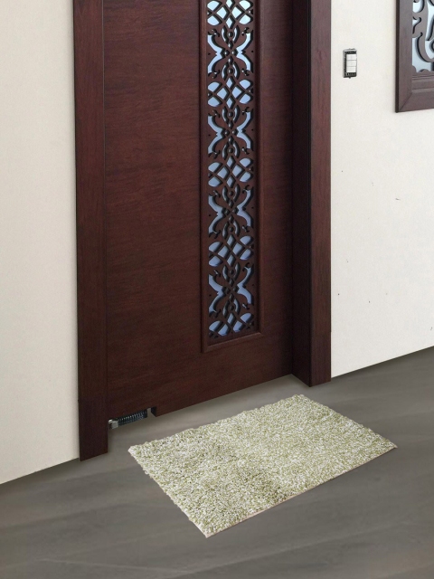 

SCENTRA HOME Green & White Textured Anti-Skid Doormat