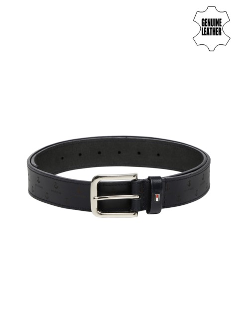 

Tommy Hilfiger Men Navy Printed Genuine Leather Belt, Navy blue