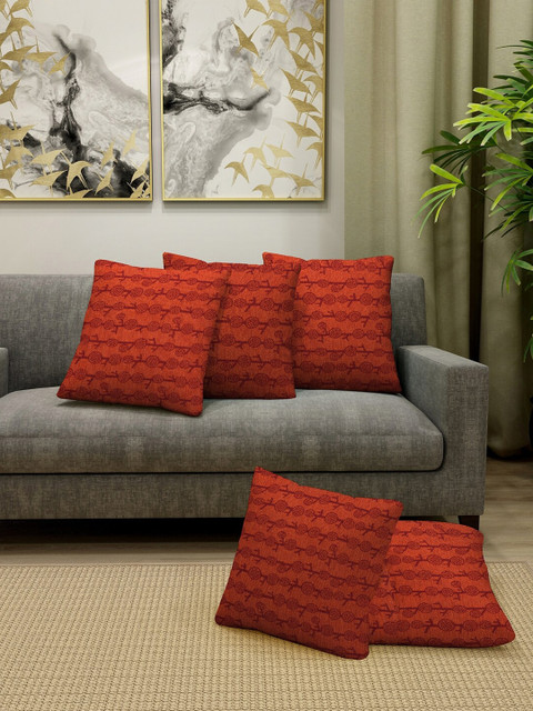 

KLOTTHE Red Set of 5 Square Woven Cushion Covers