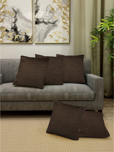 

KLOTTHE Brown Set of 5 Square Cushion Covers