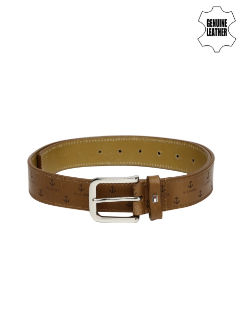 

Tommy Hilfiger Men Tan Brown Printed Genuine Leather Belt