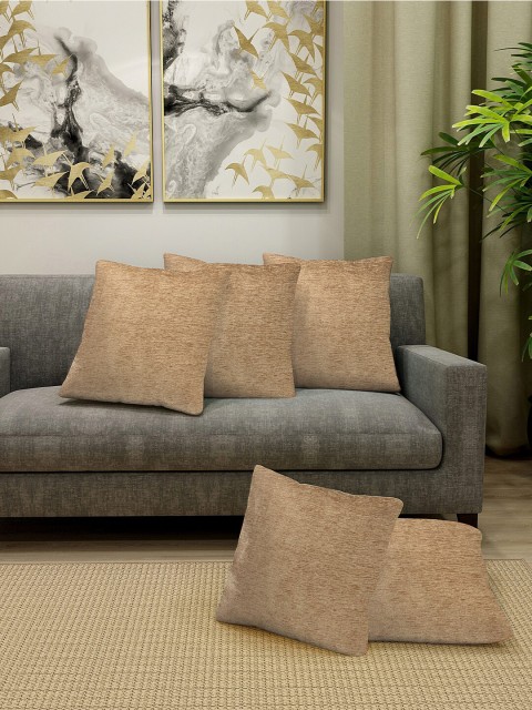 

KLOTTHE Beige Set of 5 Square Woven Cushion Covers