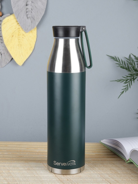 

Servewell Blue & Silver-Toned Solid Stainless Steel Vacuum Water Bottle 750 ml